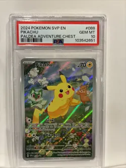 2024 POKEMON SVP EN-SV BLACK STAR PROMO PALDEA ADVENTURE CHEST PIKACHU PSA 10 - Image 3