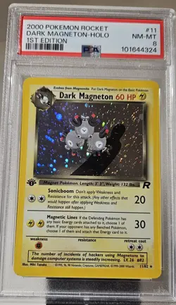 Pokemon 1st Edition Dark Magneton Holo 11/82 Team Rocket PSA 8 NM/Mint - Image 1