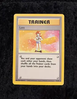 Lass 75/102 Base Set Rare Trainer Pokemon Card Vintage 1999 WOTC Unlimited NM - Image 1