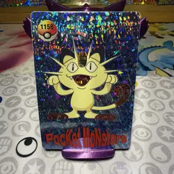 Pokemon Meowth Vintage Pocket Monsters Vending HOLO Prism Sticker 1998 #1156 - Image 1