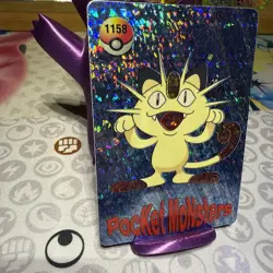 Pokemon Meowth Vintage Pocket Monsters Vending HOLO Prism Sticker 1998 #1156 - Image 2