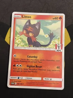 Pokemon EN KFC Stamped Promo Litten 182/SM-P Indonesian Exclusive NM-MT - Image 1