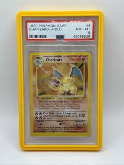 1999 POKEMON BASE SET UNLIMITED #4 CHARIZARD-HOLO PSA 8 - Image 1