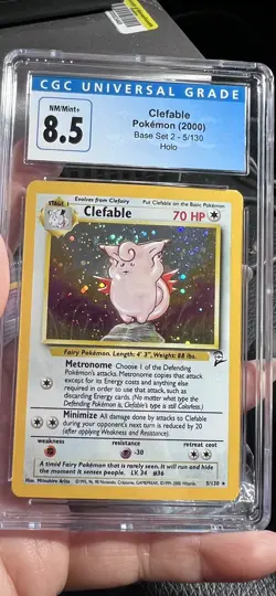 WOTC 2000 Pokemon TCG Base Set 2 Clefable Holo Unlimited 5/130 Graded CGC 8.5 MT - Image 3