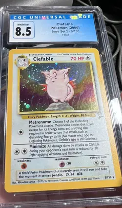 WOTC 2000 Pokemon TCG Base Set 2 Clefable Holo Unlimited 5/130 Graded CGC 8.5 MT - Image 4