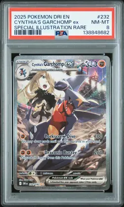 2025 POKEMON DRI EN-DESTINED RIVALS #232 CYNTHIA'S GARCHOMP EX PSA 8 - Image 1