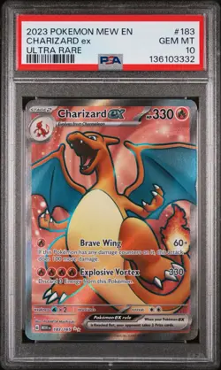 2023 Pokemon Mew En-151 #183 Charizard Ex Ultra Rare PSA 10 - Image 1