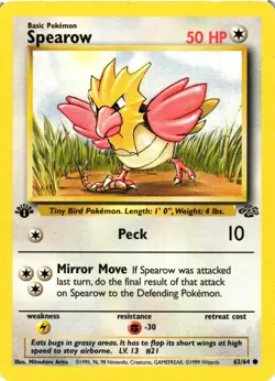 Pokemon TCG Spearow Jungle 62/64 Regular 1st Edition Common LP - Image 1