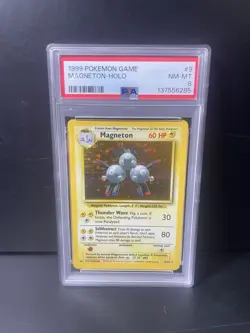1999 POKEMON BASE SET UNLIMITED #9 MAGNETON-HOLO PSA 8 - Image 2