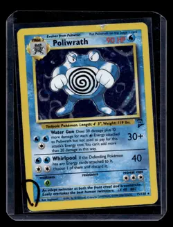 Pokemon Poliwrath 15/130 Base Set 2 Holo Rare MP - Image 1