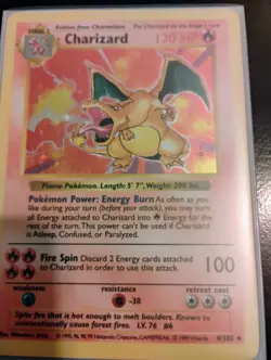 Pokemon TCG Charizard Base Set Wotc Shadowless Holo-Rare Card LP 4/102 - Image 1