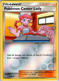 Pokemon Center Lady 64/68 Reverse Holo Uncommon Hidden Fates NM - Image 1