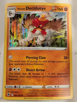Hisuian Decidueye 082/189 - SWSH Astral Radiance Pokemon Holo Foil Nice! - Image 1