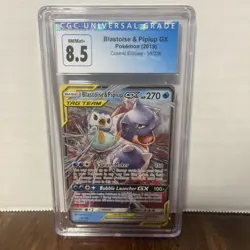 Pokemon 2019 SM Cosmic Eclipse Blastoise Piplup Tag Team GX Holo #38/236 CGC 8.5 - Image 1