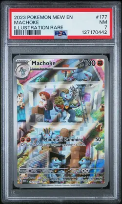 2023 POKEMON MEW EN-151 ILLUSTRATION RARE #177 MACHOKE PSA 7 - Image 1