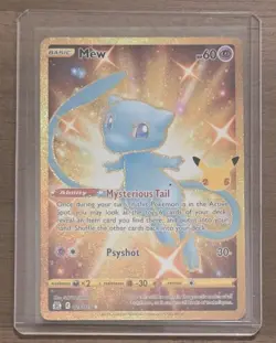 Mew 25/25 Pokemon TCG SWSH Celebrations 25th Anniversary Gold Holo Rare - Image 1