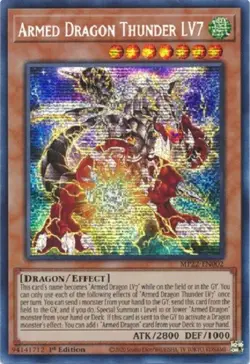 Yugioh - Armed Dragon Thunder LV7 - 1st Prismatic Secret Rare - Free Holo Card - Image 1