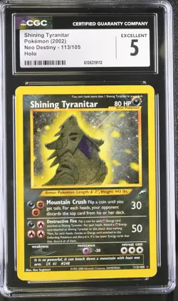 CGC 5 Shining Tyranitar 2002 Neo Destiny 113/105 Holo Pokemon Card - Image 1