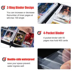 400 Pockets Race Card Binder for Trading Cards,Portable Waterproof Storage Ba... - Image 5