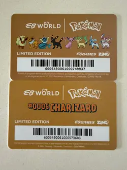 EB Games World level V Charizard & Eevee Card 🔥 Unregistered - Image 2