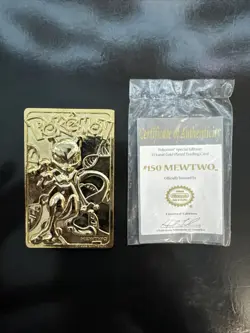 Pokemon Mewtwo 1999 Burger King Pokemon 23k Gold Plates Card / Certificate - Image 1