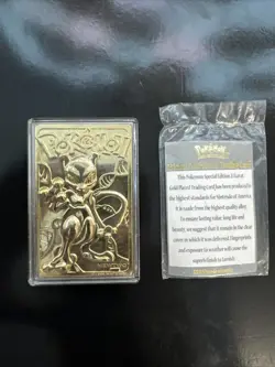 Pokemon Mewtwo 1999 Burger King Pokemon 23k Gold Plates Card / Certificate - Image 3
