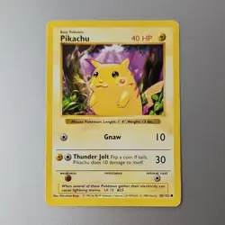 Red Cheeks Pikachu LP 40 HP 58/102 Pokemon Card 1999 - Image 1