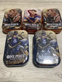 LOT OF 5 - One Piece TCG Vol 2 Mini Tins Full Art Set (OP13) Brand New/Sealed - Image 1