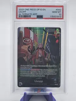 One Piece Usopp OP10-042 Leader Alt Art Royal Blood English PSA 10 - Image 1