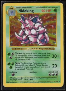 Pokemon TCG Nidoking #011/102 Base Set (Shadowless) - Image 1