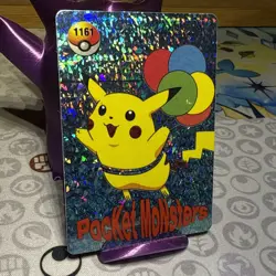 Pokemon Pikachu Flying Vintage Pocket Monsters Vending Prism Sticker 1998 1161 - Image 2