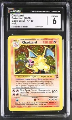 Pokemon TCG Charizard 004/130 Base Set 2 Holo CGC 6 - Image 1