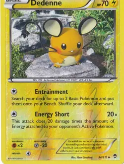 DEDENNE 34/111 REVERSE HOLO POKEMON XY FURIOUS FISTS - Image 1