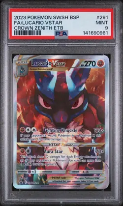 2023 Pokemon Swsh Black Star Promo #291 Fa/Lucario Vstar Crown Zenith Etb PSA 9 - Image 1