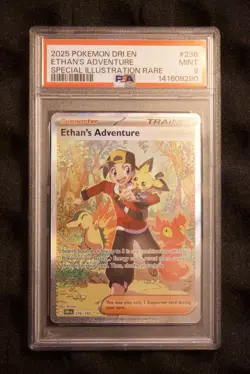 2025 POKEMON DESTINED RIVALS SPECIAL ILLUSTRATION RARE ETHAN'S ADVENTURE PSA 9 - Image 1