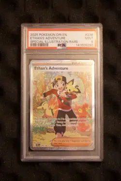 2025 POKEMON DESTINED RIVALS SPECIAL ILLUSTRATION RARE ETHAN'S ADVENTURE PSA 9 - Image 2