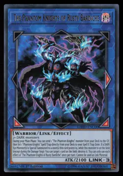 Yugioh The Phantom Knights of Rusty Bardiche LEHD-ENC00 1st Ed Ultra Rare NM - Image 1