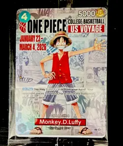 Namco One Piece CCG Monkey.D.Luffy US Voyage P-055 College Basketball - Image 1