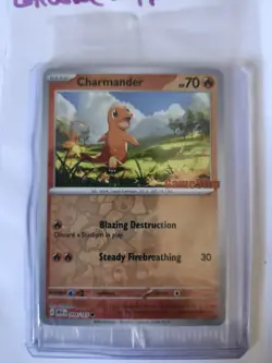 GameStop Exclusive Charmander Reverse Holo Card 004/165 Sealed - Image 1