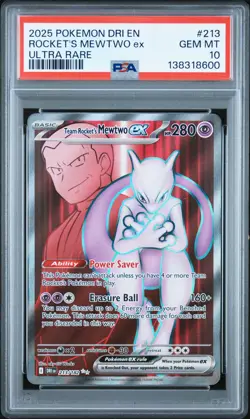2025 POKEMON DRI EN-DESTINED RIVALS ULTRA RARE TEAM ROCKET'S MEWTWO EX PSA 10 - Image 1