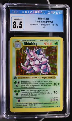 Pokemon Base Set 1st Edition Shadowless Nidoking CGC 8.5 - Image 1