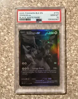 Pokemon Zekrom ex 172/086 Sv: Black Bolt Black White Rare EX Holo PSA 10 - Image 1