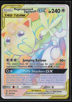 Pokemon TCG Mega Lopunny & Jigglypuff GX (Secret) #261/236 SM - Cosmic Eclipse - Image 1
