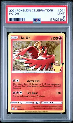 2021 POKEMON CELEBRATIONS #001 HO-OH PSA 9 - Image 1