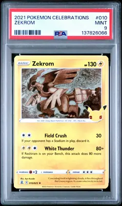 2021 POKEMON CELEBRATIONS #010 ZEKROM PSA 9 - Image 1