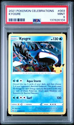 2021 POKEMON CELEBRATIONS #003 KYOGRE PSA 9 - Image 1