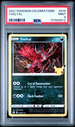 2021 POKEMON CELEBRATIONS #019 YVELTAL PSA 9 - Image 1