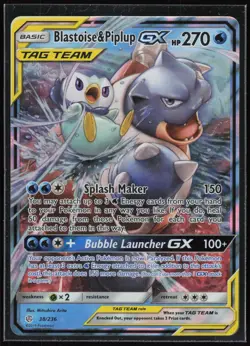 Pokemon TCG Blastoise & Piplup GX #38/236 SM - Cosmic Eclipse - Image 1