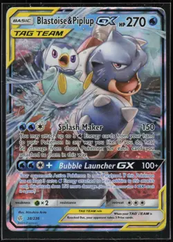 Pokemon TCG Blastoise & Piplup GX #38/236 SM - Cosmic Eclipse - Image 1