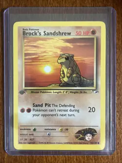 [NM] 2000 Pokemon Gym Heroes Brock's Sandrshrew 1st Edition #72/132 - Image 1